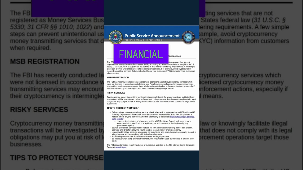 Important Alert: FBI Warns Against Cryptocurrency Transactions Without KYC Verification